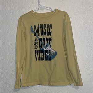 Kids yellow Long Sleeve Shirt with Guitar Print